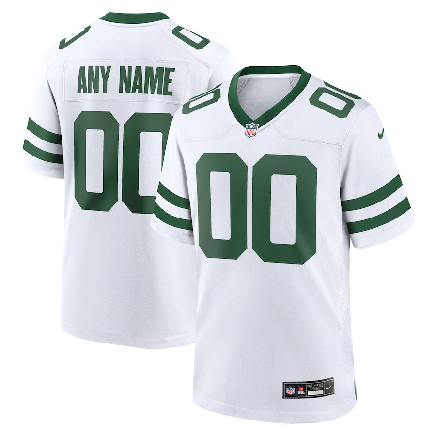 Men New York Jets Nike Legacy White Custom Game NFL Jersey